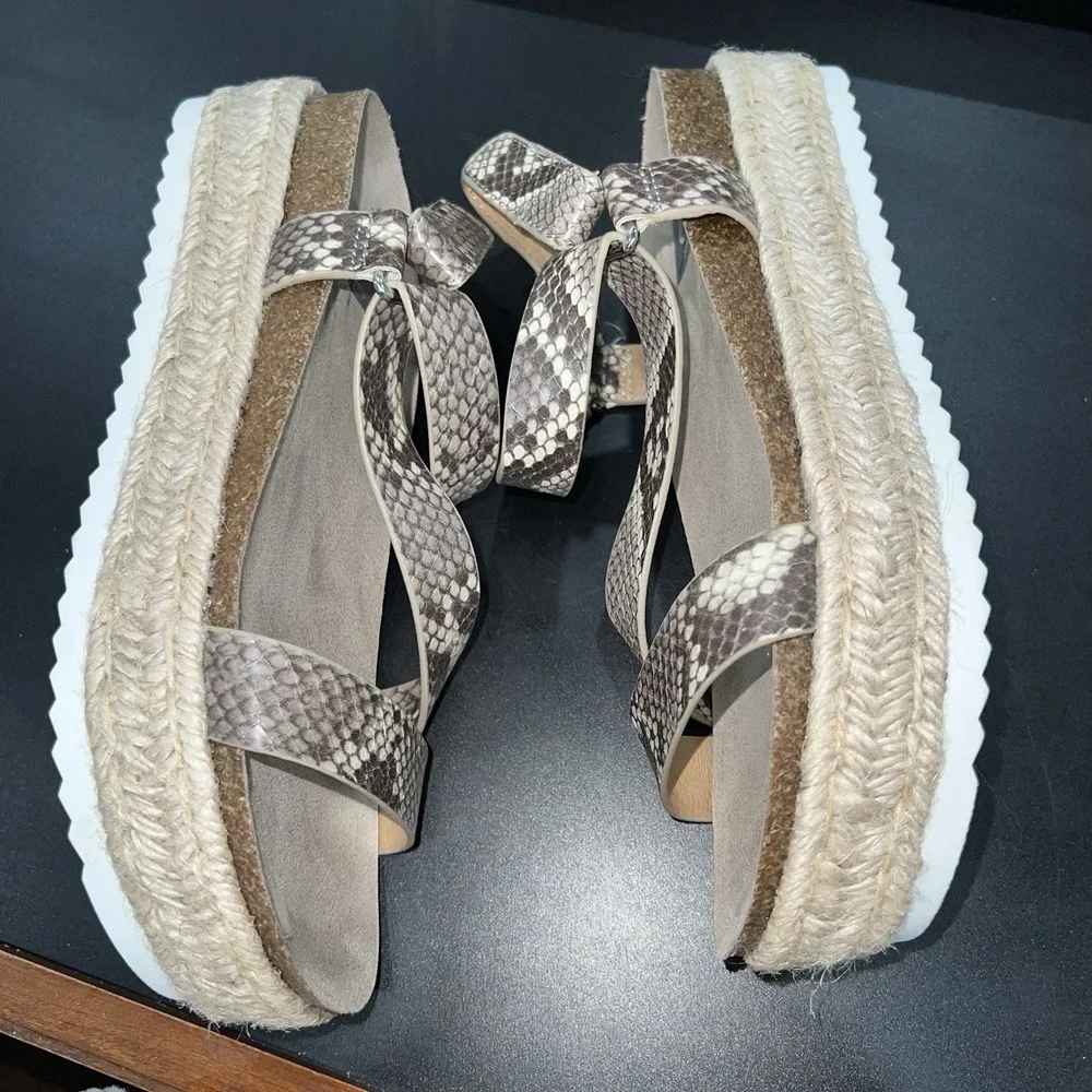 Dolce Vita Iman Sandals Espadrille Platform BOHO Snake Leather Size 6.5